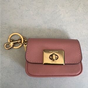 Coach Pink Leather Mini Turnlock Keychain Pouch